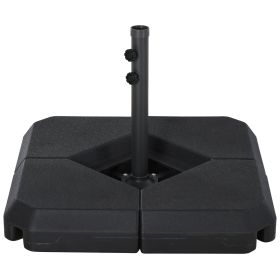 Outsunny 4-Piece Outdoor Patio Offset Umbrella Base Stand Weight Holder w/ Cross Base for Powerful Support, 158lbs Sand or 132lbs Water Filled, Black