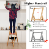 3 Step Foldable Bamboo Step Ladder Stool with Tool Storage Bag