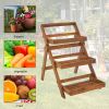 3-Tier Acacia Wood Plant Stand, Foldable Compact Indoor/Outdoor Display Rack for Plants and Decorative Items