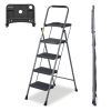 Folding 4 Step Project Ladder;  4-Step Portable Step Stool with Tray Anti-Slip Pedal and Handrails for Home;  330 lbs Capacity