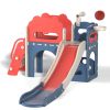 8-In-1 Kids Slide and Climber Set, Toddler Slide Playset with Basketball Game Telescope, Children Indoor Outdoor Playground (Red+Blue+White)