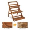 3-Tier Acacia Wood Plant Stand, Foldable Compact Indoor/Outdoor Display Rack for Plants and Decorative Items