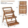 3-Tier Acacia Wood Plant Stand, Foldable Compact Indoor/Outdoor Display Rack for Plants and Decorative Items