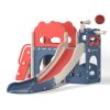 8-In-1 Kids Slide and Climber Set, Toddler Slide Playset with Basketball Game Telescope, Children Indoor Outdoor Playground (Red+Blue+White)