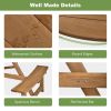 6-person Round Wooden Picnic Table with Umbrella Hole and 3 Built-in Benches