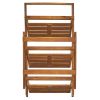 3-Tier Acacia Wood Plant Stand, Foldable Compact Indoor/Outdoor Display Rack for Plants and Decorative Items