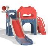 8-In-1 Kids Slide and Climber Set, Toddler Slide Playset with Basketball Game Telescope, Children Indoor Outdoor Playground (Red+Blue+White)