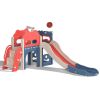 8-In-1 Kids Slide and Climber Set, Toddler Slide Playset with Basketball Game Telescope, Children Indoor Outdoor Playground (Red+Blue+White)