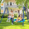 Kids Metal Swing Set for Backyard Outdoor Playground Two Functional Swing Set For Kids Outdoor Equipment