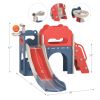 8-In-1 Kids Slide and Climber Set, Toddler Slide Playset with Basketball Game Telescope, Children Indoor Outdoor Playground (Red+Blue+White)
