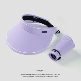 UPF50 + sunscreen cap empty top women's summer cycling anti-ultraviolet uv sun hat all-match large eaves folding sun hat (Color: Xu Lu with purple)