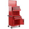3-in-1 6-Drawer Rolling Tool Chest Storage Cabinet with Universal Wheels and Hooks